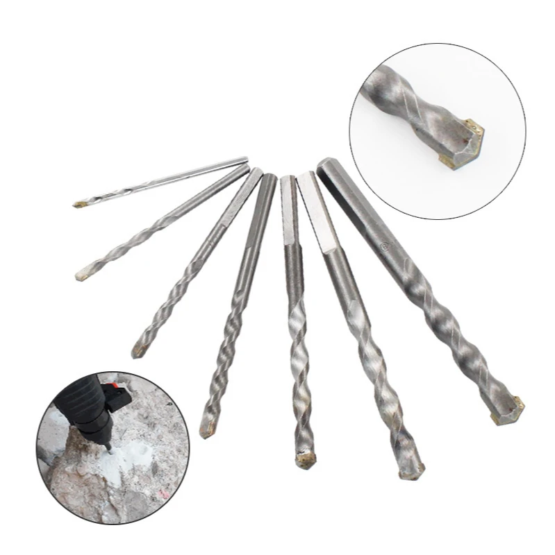 Triangular handle 3/4/5/6/8/10/12mm Percussive Drill Bit Masonry Hammer Head Tools Metal Hss Drill for Electric Drills Cutting