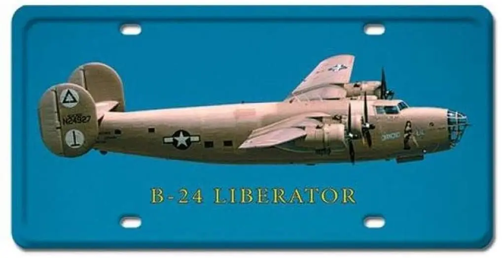 

Losea B-24 Liberator License Plate Retro Vintage Bar Metal Tin Sign Poster Style Wall Art Pub bar Decor 6 x 12 Inches