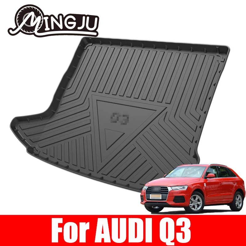 For AUDI Q3 2009 To 2019 Durable Boot Carpets Washable Trunk Storage Mat Rollable Back Box Cushion Easy Mounting Protective Pads