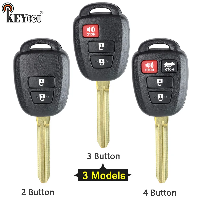 

KEYECU for Toyota RAV4 Prius C Replacement Remote Car Key Shell Case 2/3/4 Button HYQ12BDM HYQ12BEL TOY43 Blade