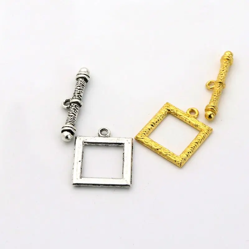 10 Pairs Antique Silver Gold Square OT Clasps Connector For Jewelry Making Bracelet Necklace Diy Accessories Wholesale Supply