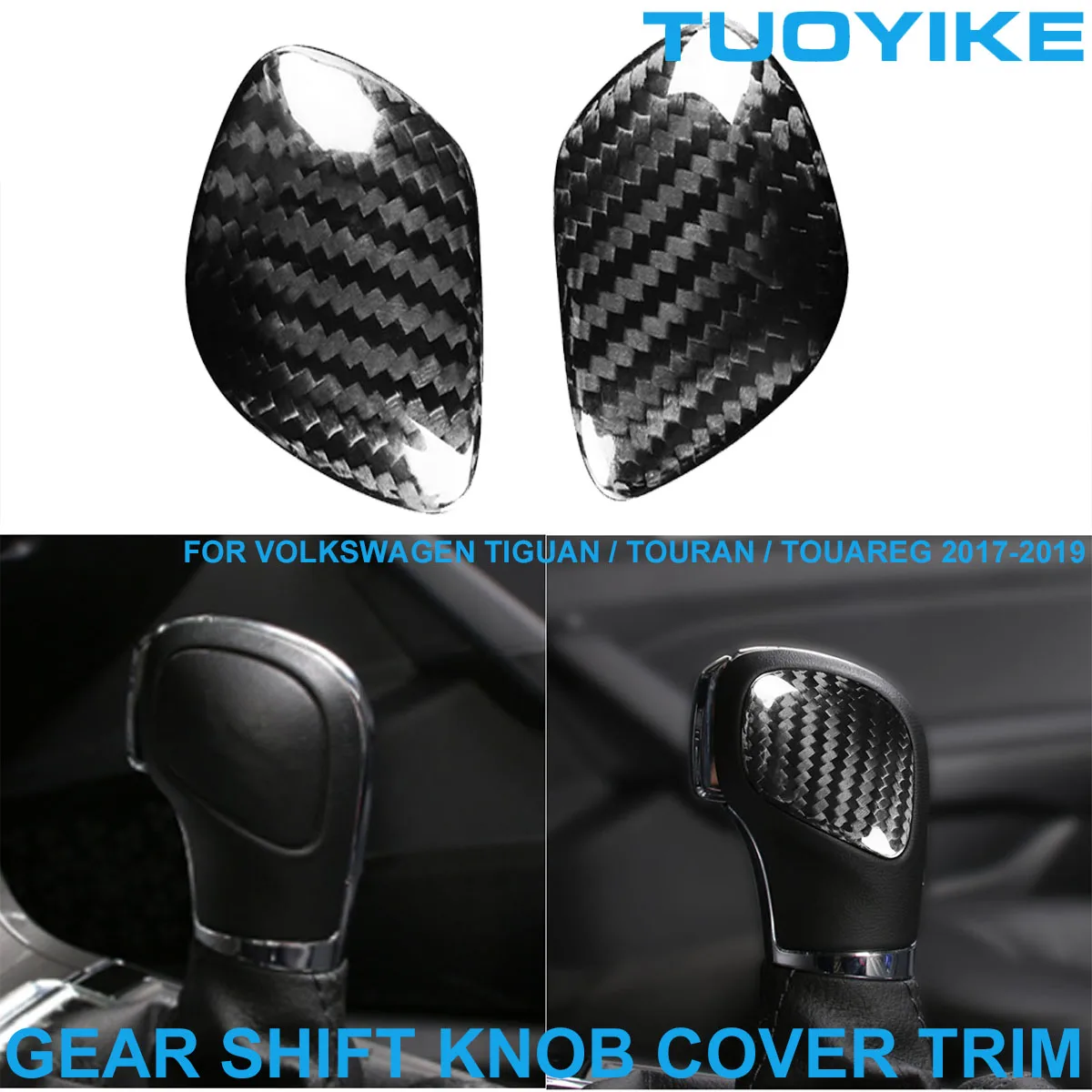 

LHD RHD Real Dry Carbon Fiber Central Gear Shift Knob Cover Trim Panel Sticker For Volkswagen Tiguan L Touran Touareg 2017-2019