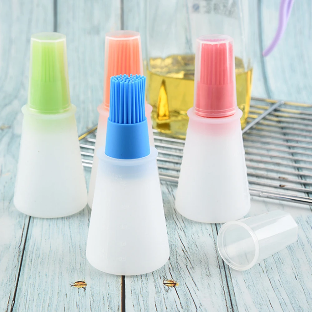 

Portable Silicone Oil Bottle with Brush Grill Oil Brushes Liquid Oil Pastry Kitchen Baking BBQ Tool Kitchen Tools for BBQ