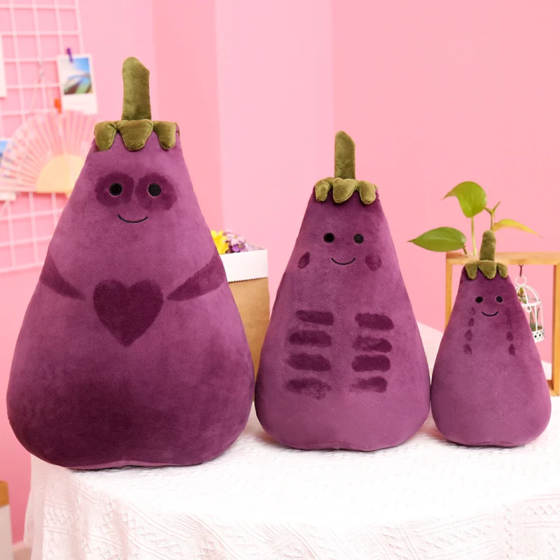 25/40/50cm Stuffed Doll Filled Simulation Vegetable Fun Decor Plush PillowDifferent Facial Expressions Eggplant Plush Toy