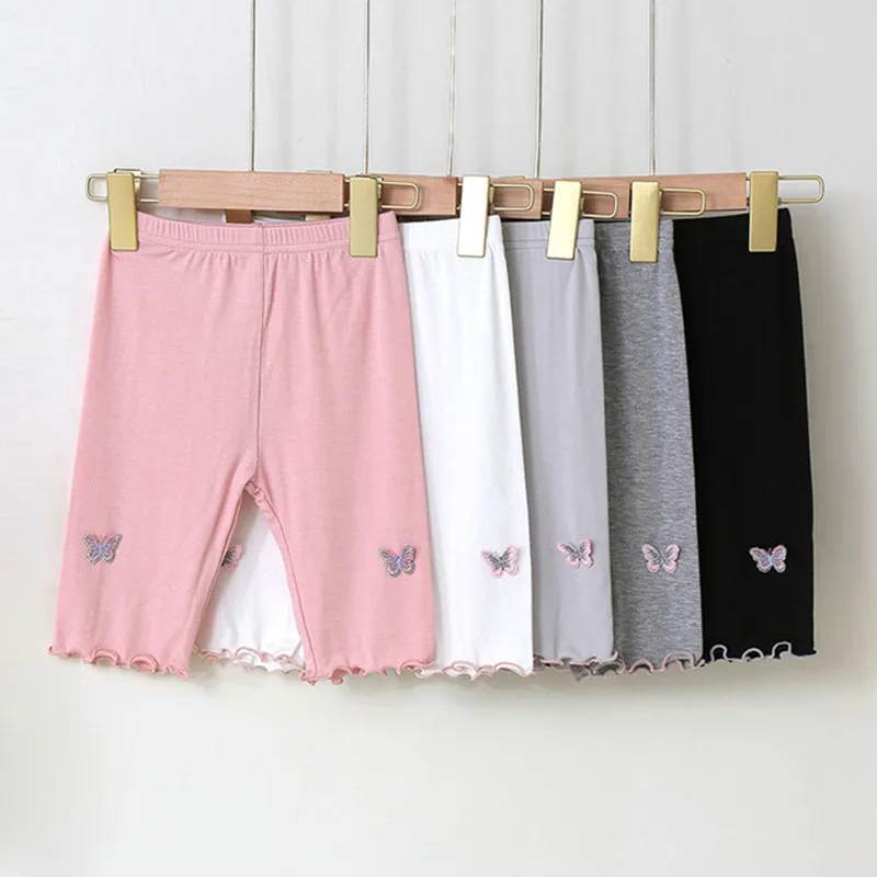 2-10Years Girls Summer Leggings Kids Knee Length Five-point Pants 2021 Children Trousers Thin Modal Bottoms Leginsy Baby Clothes