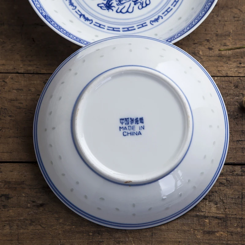 Jingdezhen Blue and White Porcelain Dinner Plates Ceramic Plate Dish Kitchen Tableware Food Container Chinese Dragon Dinnerware