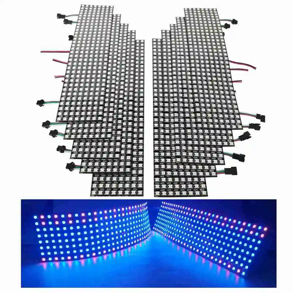 1-10PCS WS2812b 8X32 Individually Addressable Led Panel 5050 RGB Screen Module 256 Pixels 3Pin Flexible Deformable Block DC5V