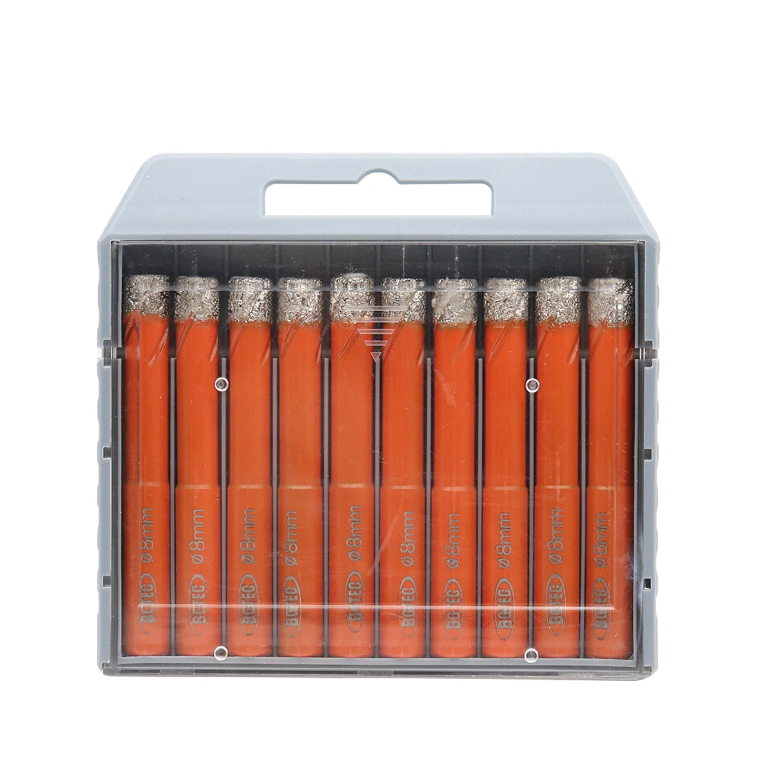 BGTEC 10pcs/set 8mm Round Shank Diamond Dry Drilling Ceramic Tile Granite Glass Marble Vacuum Brazed Drill Bits Core Bits Set