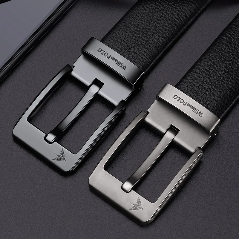 Men\'s Belt Luxury Brand Vintage Pin Buckle Genuine Leather Harness Designer Belt Silver  Male Business Casual Male Trouser Belt