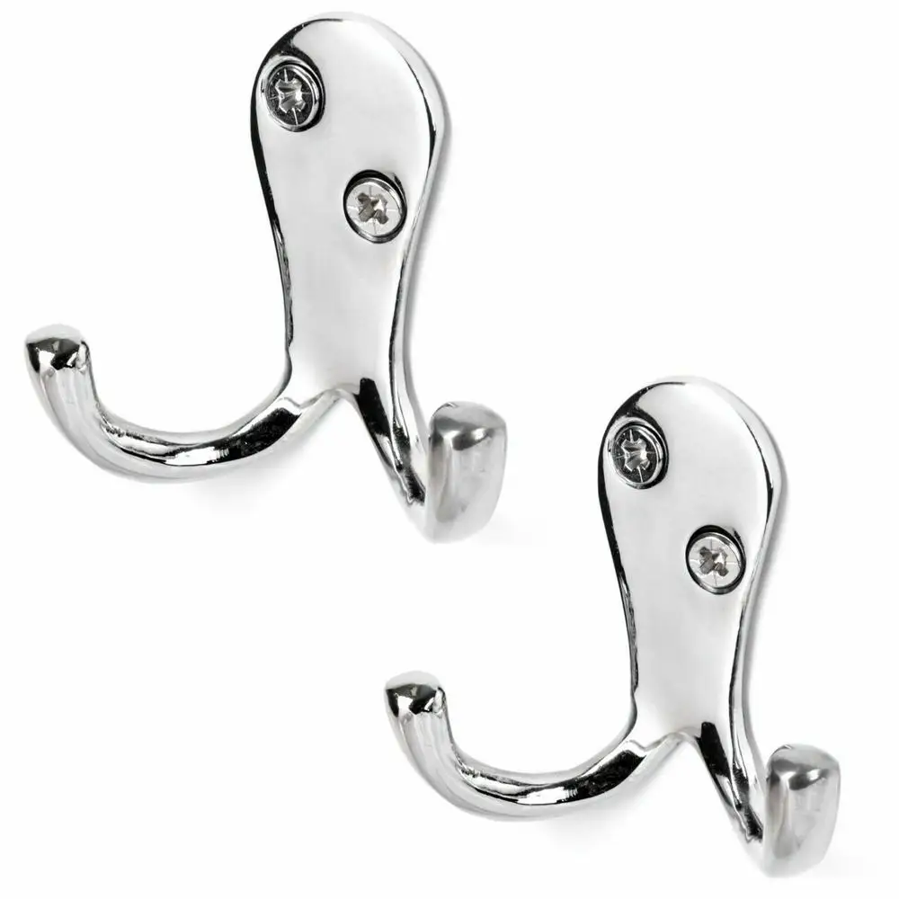 1pcs Hot Sale DOUBLE COAT HOOKS Door & Wall Robe Dress Garment Clothes Hangers Hat Hanger Kitchen Bathroom Rustproof Towel Hooks