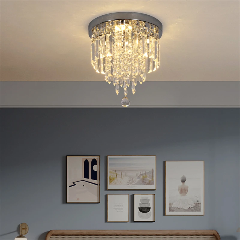 Modern Crystal LED Ceiling Light Plafon Stainless steel Ceiling Lamp Lighting Fixture for Dining Room Luminaria Lustres