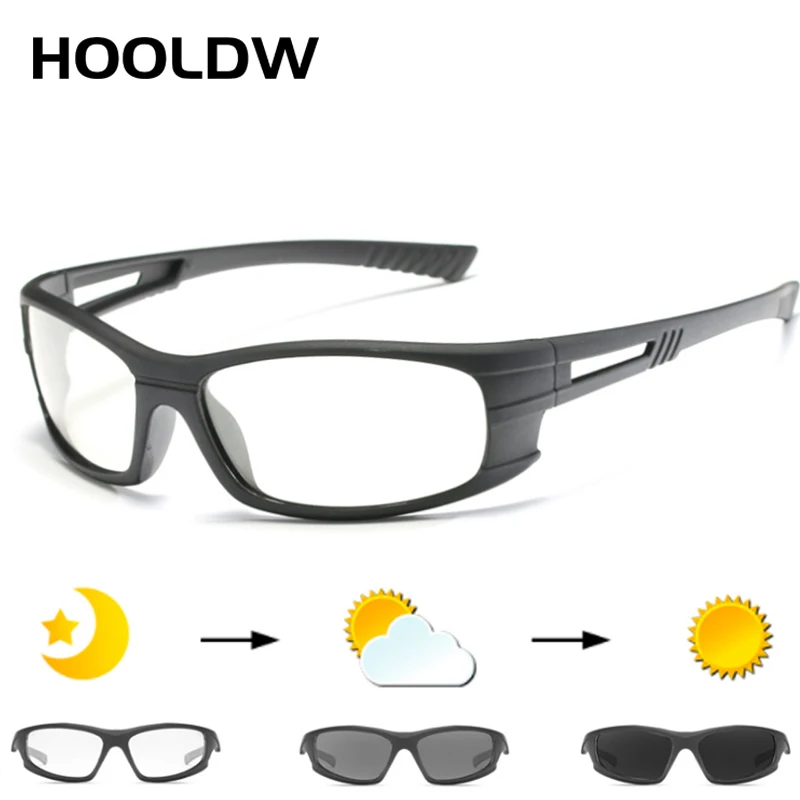 HOOLDW New Polarized Driving Photochromic Sunglasses Men Day Night Driving Goggles Chameleon Sun Glasses Change Color Eyewear