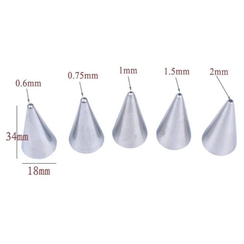 Small Round Icing Piping Nozzles 5Pcs Writing Pastry Nozzle Stainless Confectionery Cream Cake Decorating Tools