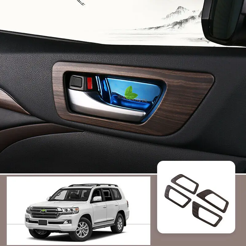 

For Toyota Highlander 2015-2019 GL ABS Wood grain Interior door Pull hand Moulding Cover Trim Car Accessories 4Pcs