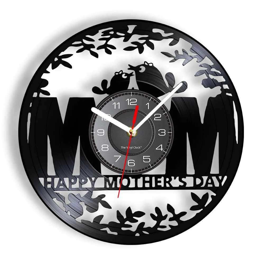 Reloj de Pared Artesanal con Discos de Vinilo Vintage del Día de la Madre, Regalo para Mamá de su Hija