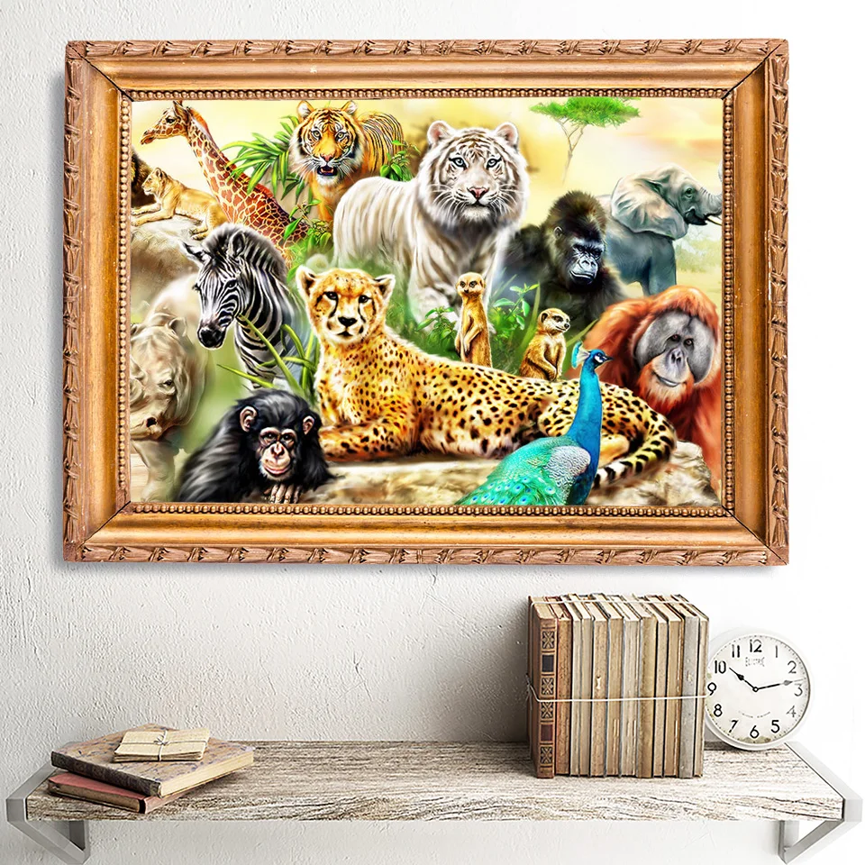 5D DIY Diamond Painting zoo Animals family Cross Stitch Full Square/Round Drill Diamond Embroidery Mosaic Rhinestone Home Decor