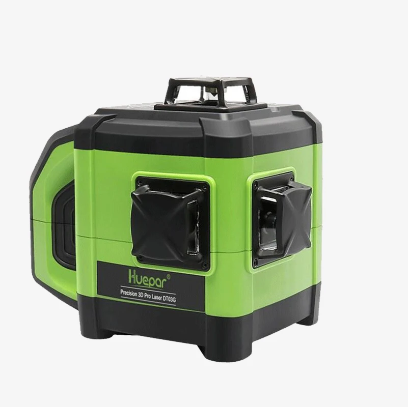 Huepar penerima level laser, & 12 Garis 3D garis silang hijau Laser DT03CG Level pelevelan sendiri 360 derajat vertikal