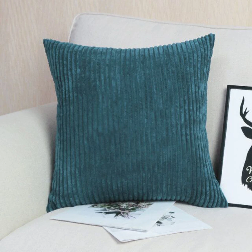 Gestreifter Cordstoff, einfarbig, Kissenbezug, 45/50/60 cm, Sofa-Bett-Dekoration, klassischer einfacher Kissenbezug NPCJC-C – Detail 5