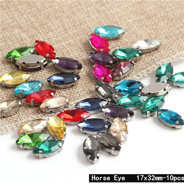 Mixed Color Glass Crystal Sew On Rhinestones With Silver Claw Sew on Stone Sewing Rhinestones For Clothing Shoes Diy image 3