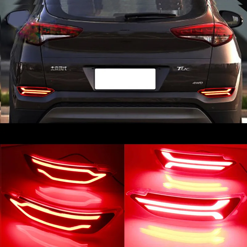 

Car LED Rear Bumper Light Taillight Rear Fog Lamp Reflector Brake Light Flowing Turn Signal Lamp For Hyundai Tucson 2015 2016