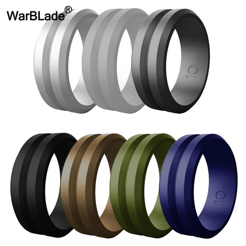 WarBLade New Food Grade FDA Silicone Rings 8mm V-groove Men Wedding Rubber Bands Hypoallergenic Flexible Silicone Finger Ring