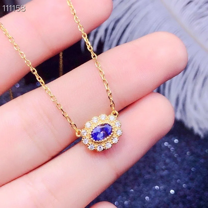 Natural tanzanite necklace, blue gemstone, 925 sterling silver, colored gemstone store, gemstones mined in natural mountains