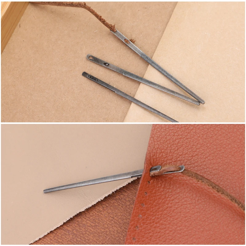 LMDZ Leather Sewing Craft Tool Leather Rope Lace Needle Double Hole Single Hole DIY Hand Tool for Leather Cords Knitting Needle