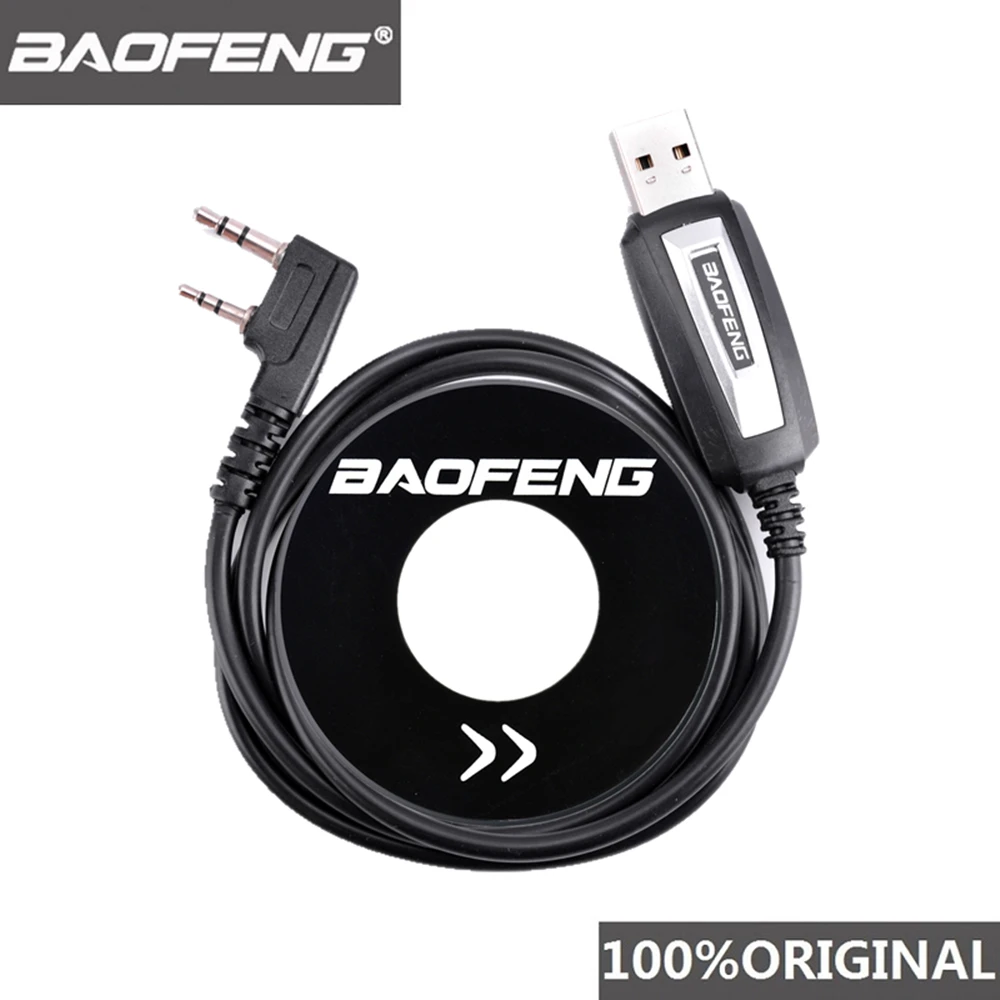 Baofeng-Cabo de Programação USB para Rádio 2 Vias, Walkie Talkie, Driver de Porta com Software CD, UV-5R, BF-888s, UV5R K, 50km, 100% Original