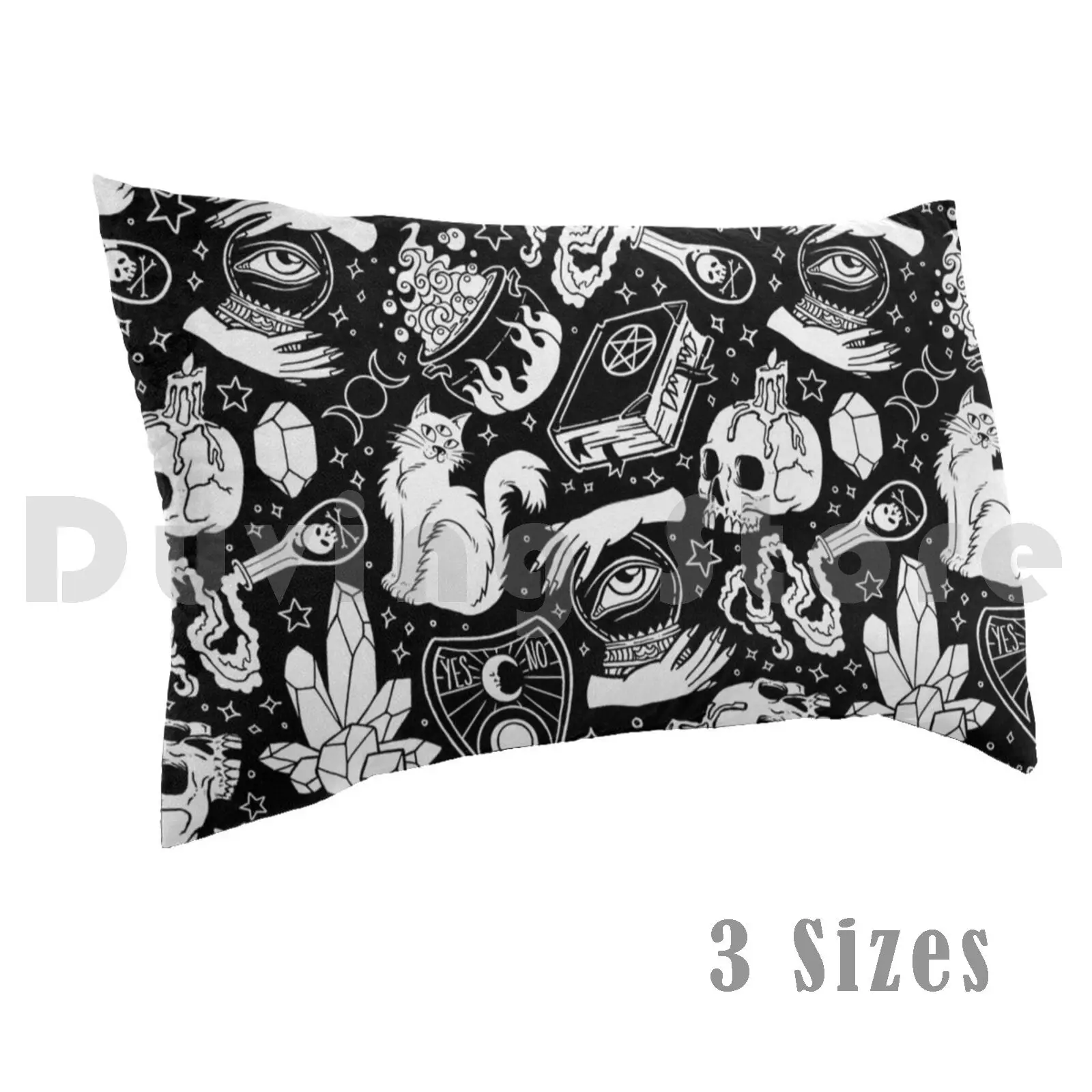 Witchy Pattern ( Dark ) Pillow Case Printed 50x75 Witch Occult Supernatural Witchy Vibes Pagan