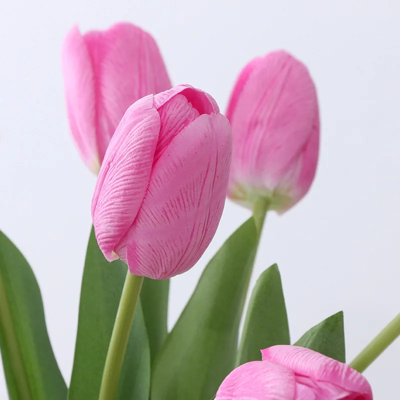 

6pcs Lot High Quality Real Touch Silk Tulips Bouquet Decorative Artificial Flowers Fake Flowers For Wedding Decor Home Garden
