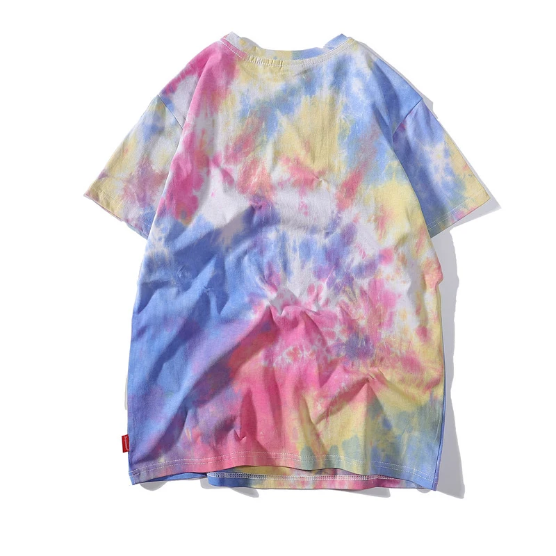 Tie Dye Men\'s Summer T-Shirt 100% Cotton Colorful Fashion Short Sleeves Tshirt for Woman Streetwear Hip-Hop Male Tops M-2XL