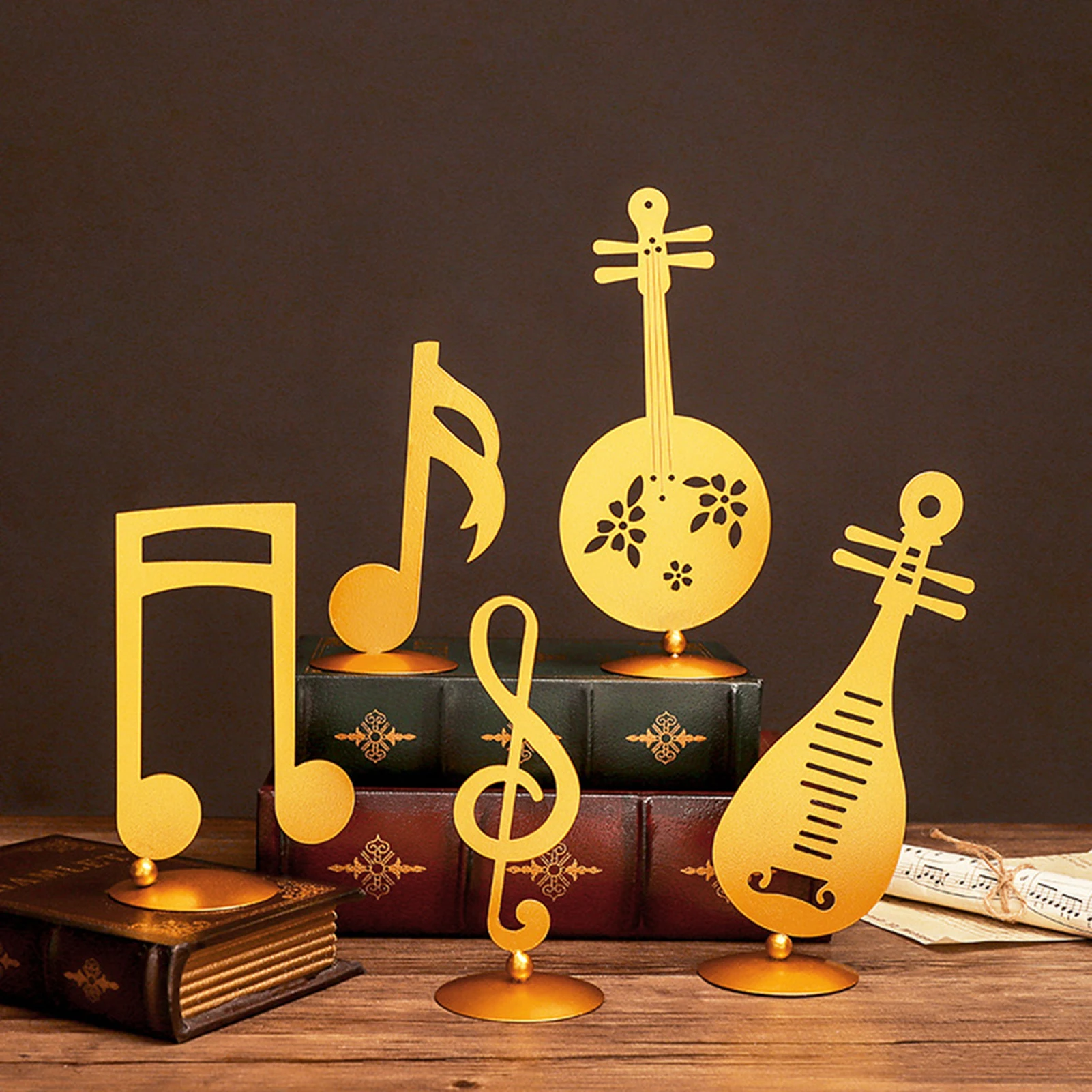 HOT SALES！！！New Arrival Musical Figurine Simple Decorative Metal Creative Notes Instrument Ornament for Living Room