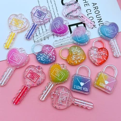 10pcs Colorful Resin Key Charm Cute Lock Pendant for Keychain, Jewelry Earring, Scrapbooking, DIY Making, Necklace