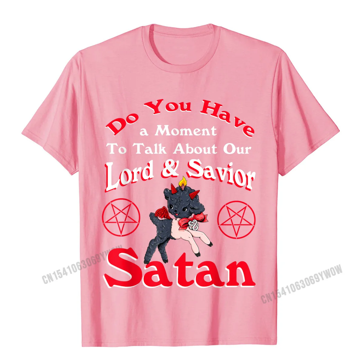 Satan Pentagram Funny Satanic Cute Baphomet Goat Occult T-Shirt Camisas Men Top T-Shirts For Men Tops Shirts Fashion Summer