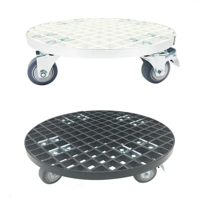 HQ 0.5-1T Bearing Fiberglass ROUND Transport Trolley Moving Pierced Platform Cart for Big Flowerpot Plant Pallet Holder Carrier