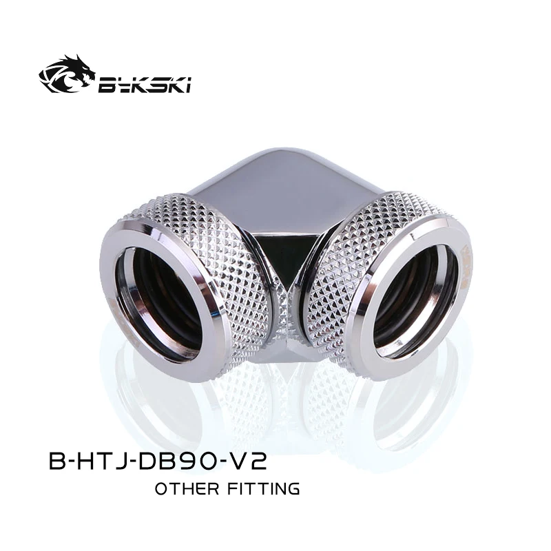 Bykski B-HTJ-DB90-V2 pc water cooling 90 degree Fitting tube connector Sliding tubing for OD14mm hard tube G1/4'' 4seal rings