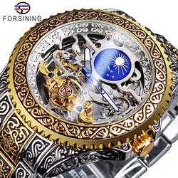 Forsining Mechanical Watch Men Tourbillon Automatic Wristwatch Luxury Hollow Waterproof New Mens Fashion Watches With Moon Pash