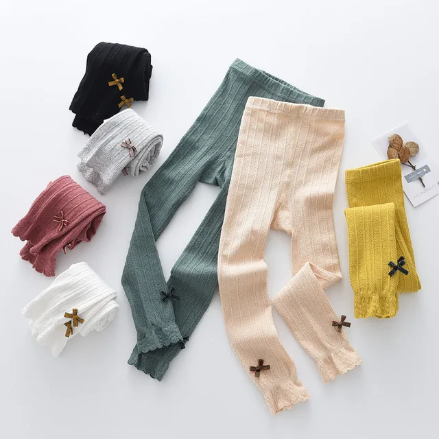 

Autumn summer thin cotton children pants girls leggings fashion cute bow soft high quality kids trousers baby girl pantyhose