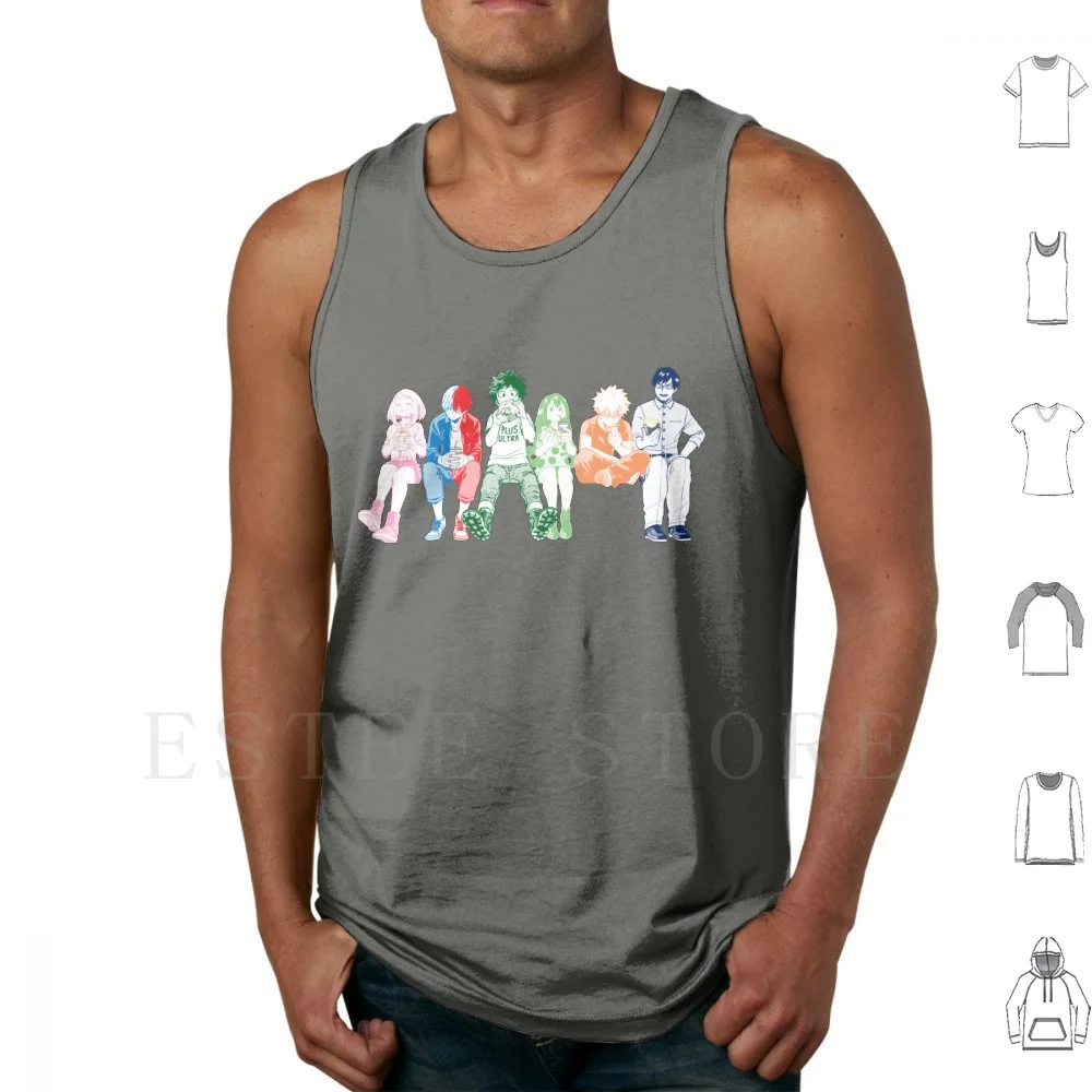 

Colorful Squad Tank Tops Vest Sleeveless Uraraka Ochako Todoroki Shouto Midoriya Izuku Tsuyu Asui Bakugo Katsuki Iida
