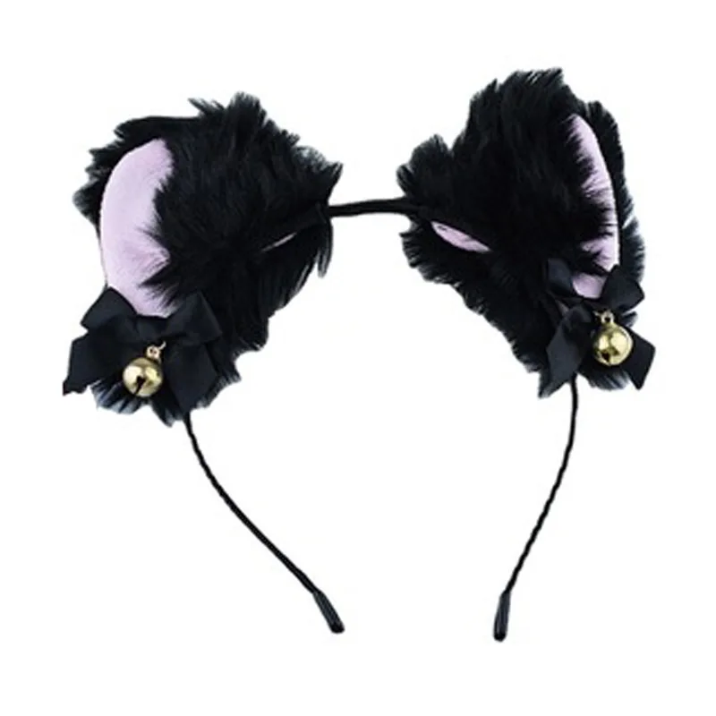 Ruoshui Woman Lovely Masquerade Halloween Cat Ears Hairband Cosplay Fluffy Bezel Women Fashion Hair Accessories Headwear