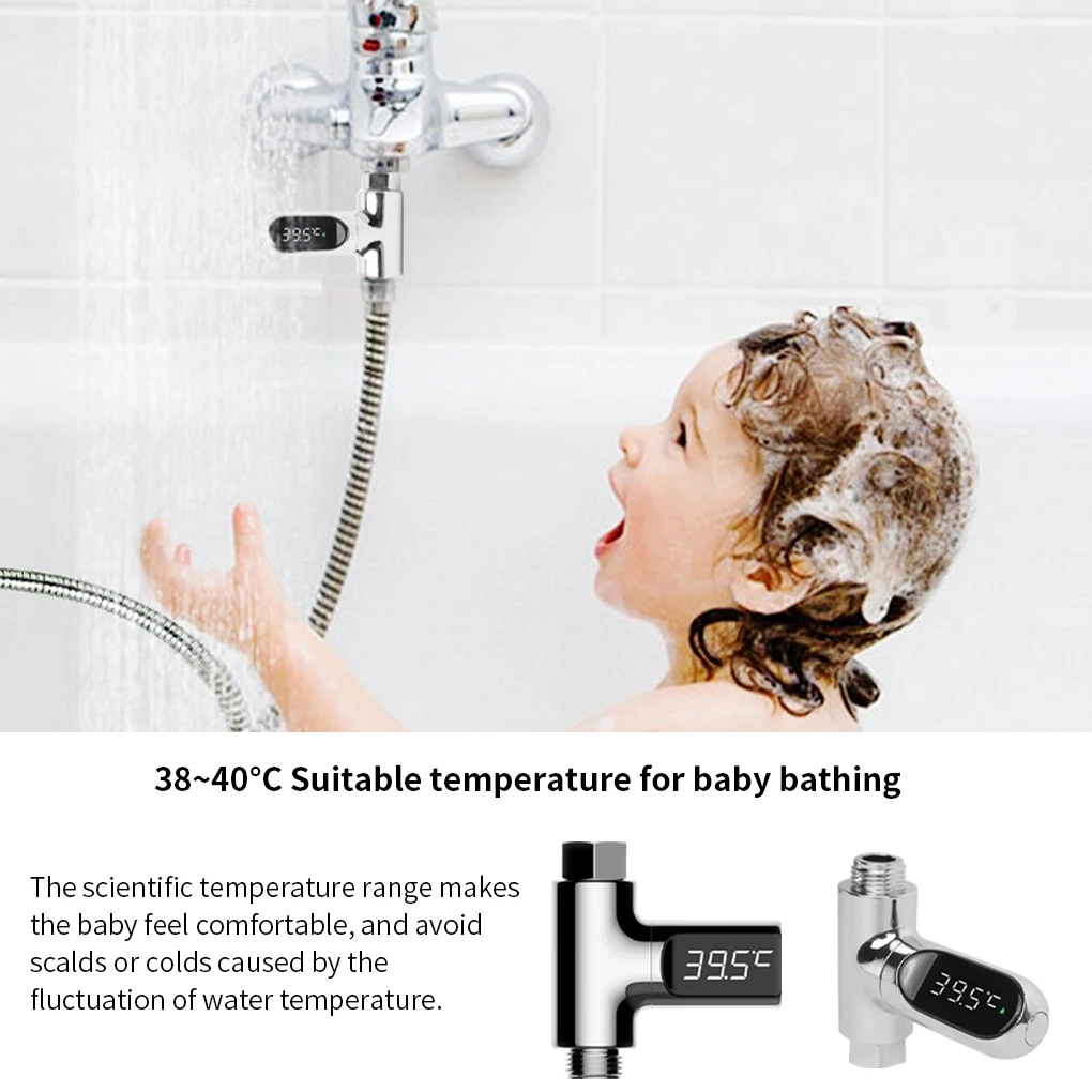 LED Display Water Shower Thermometer Self-Generating Electricity Water Temperature Monitor Energy Smart Meter thermometer