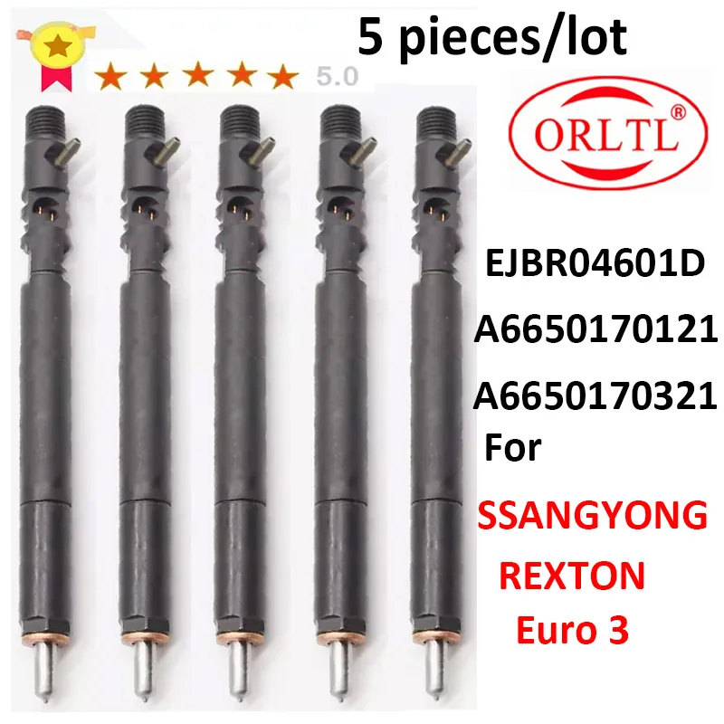 5 pieces/lot EJBR04601D A6650170321 Diesel Common Rail Fuel injector EJBR0 4601D OEM A6650170121 for SSANGYONG REXTON Euro 3