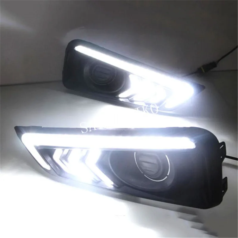 1 Set DRL Daytime Running Lights Daylight 12V ABS Fog Lamp Cover With Turn Yellow Signal Light For Honda City 2015 2016