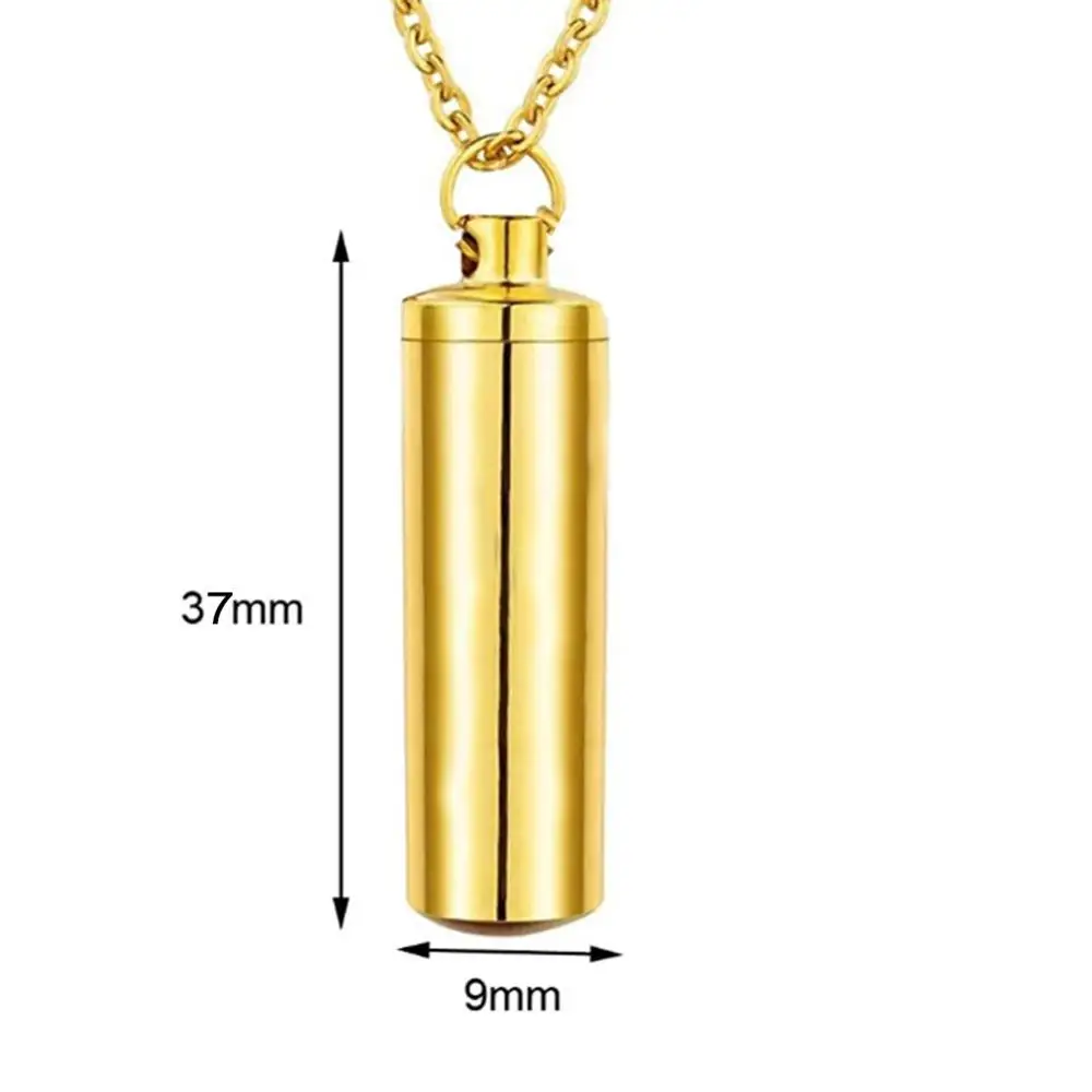 3 Colors Stainless Steel Holder Cylinder Ashes Urn Pendant Cremation Memorial Keepsake Necklace Jewelry Dropship