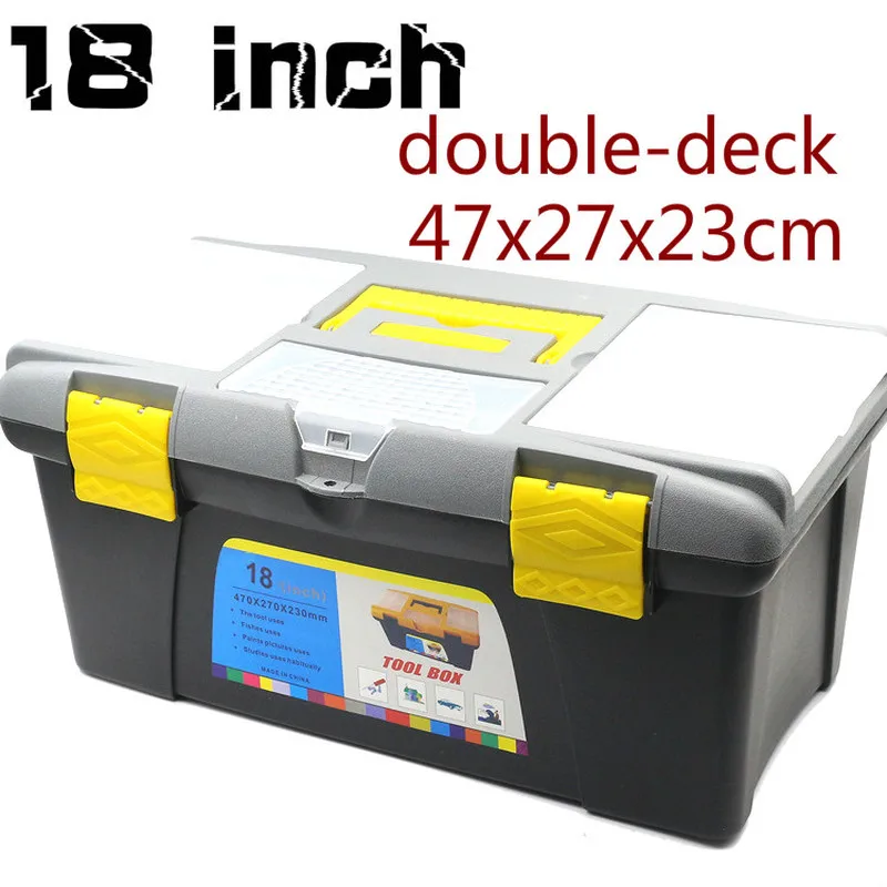 

18 Inch Portable Multifunctional Instrument Parts Hardware Tool Storage Box Plastic Toolbox Electrician Box Art/Fishing box