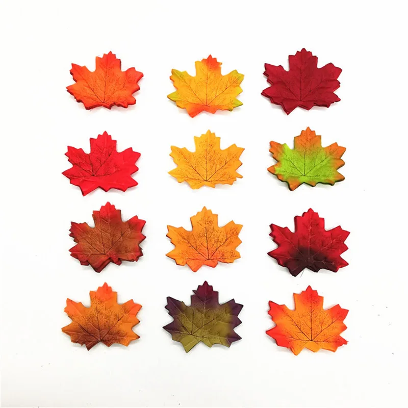 Hot  100 pièces feuilles d'érable artificielles pour décorations de noël Simulation de la maison feuilles d'automne pour la mai