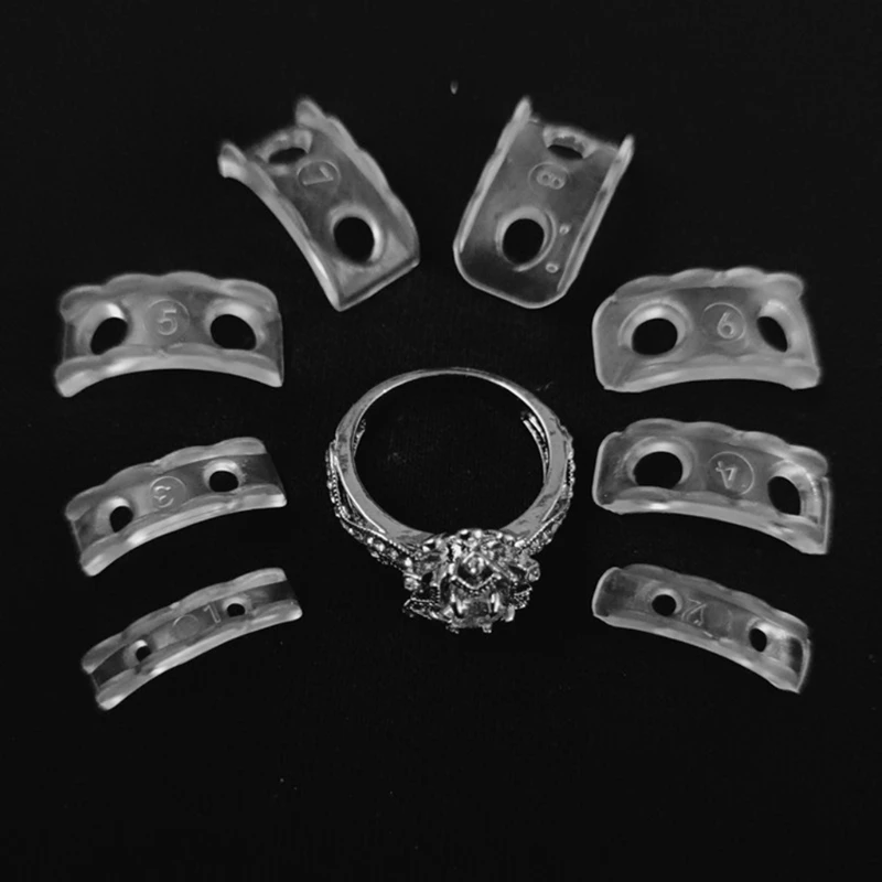 8 Sizes Silicone Invisible Clear Ring Size Adjuster Resizer Loose Rings Reducer Ring Sizer Fit Any Rings Jewelry Tools