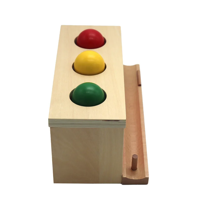 Treeyear Montessori Materials Teaching Aids Infants Wood Montessori Materials Knocking Ball Box Toys for Children Imbucare Box