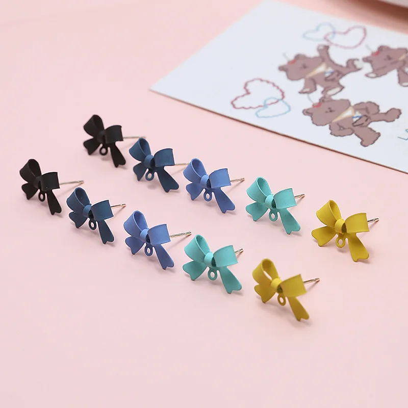 Zinc Alloy Paint Enamel Bow Shape Base Earrings Connector 10pcs/lot For Fashion Jewelry Bulk Items Wholesale Lots