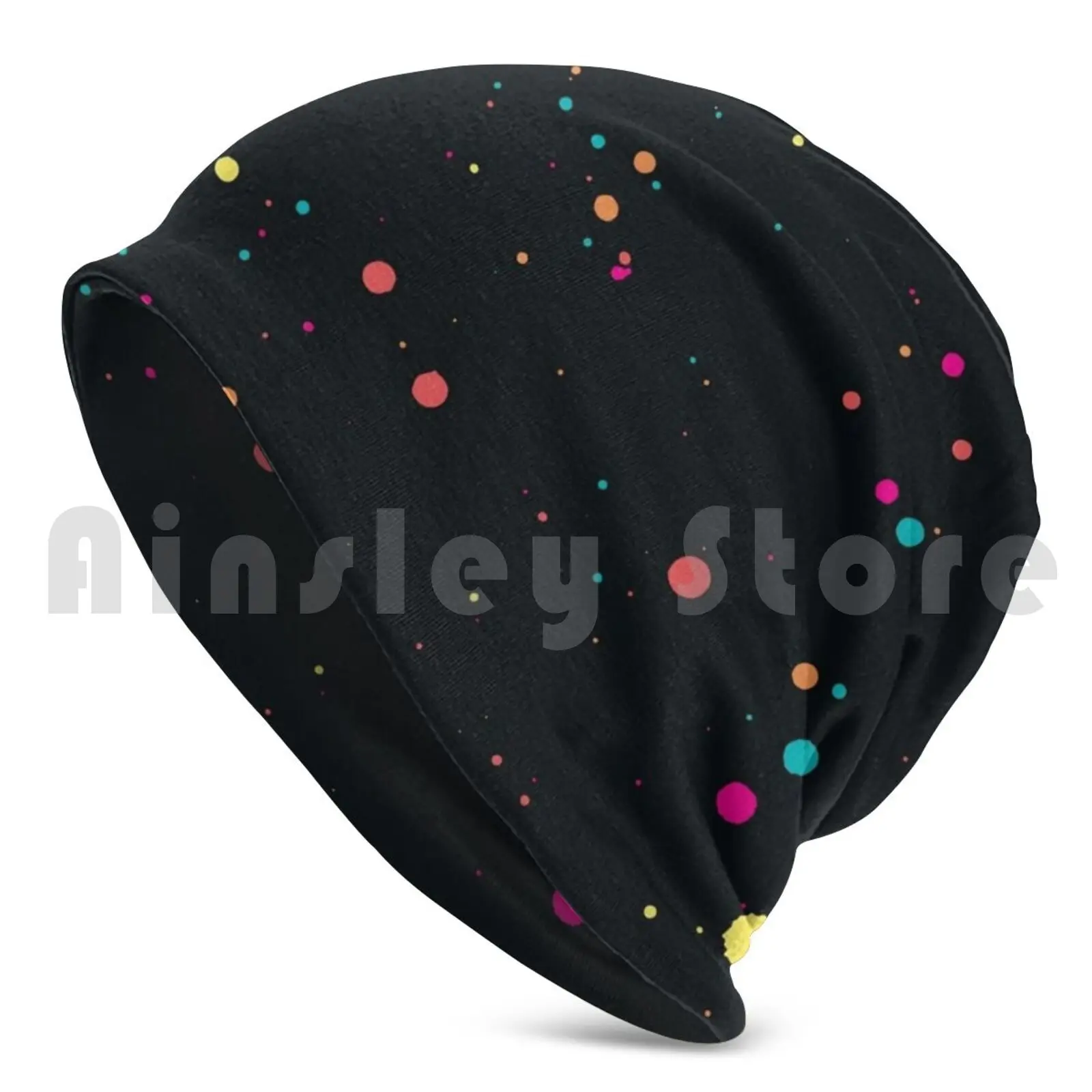 Splatter Design #14 Beanies Knit Hat Hip Hop Gs Splatter Watercolor Blue White Colorful Black Splat Artistic